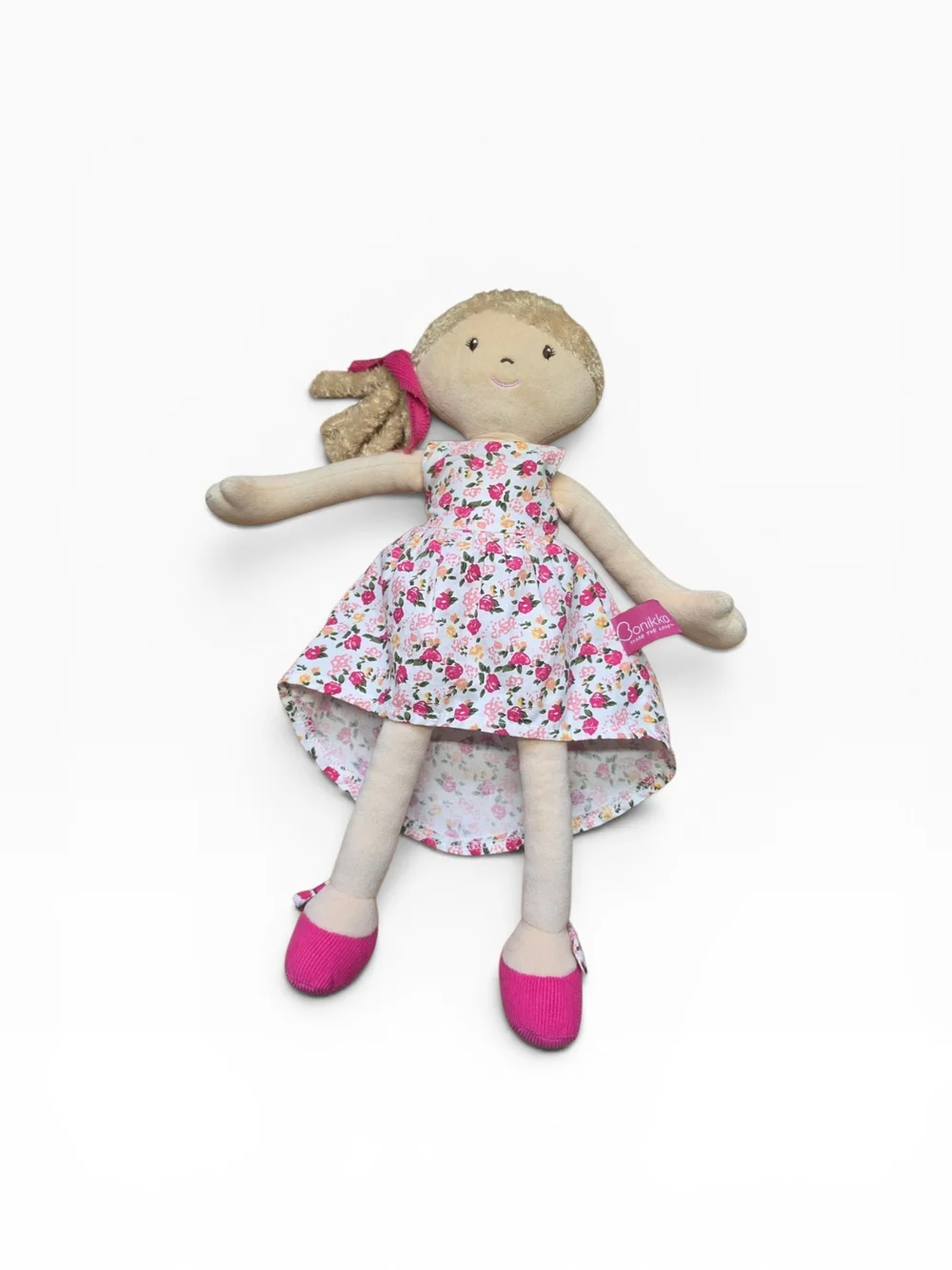 Bonikka Rosemary Plush Rag Doll Cupcake Pink Floral Dress - Soft Plush Kids Toy